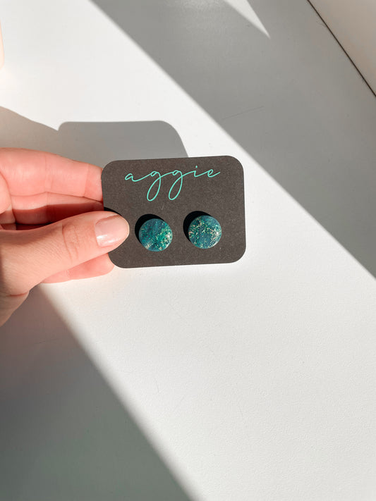 Teal marble studs