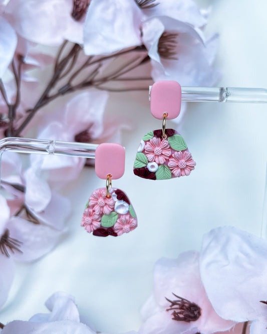 Spring flower trapezoid dangles