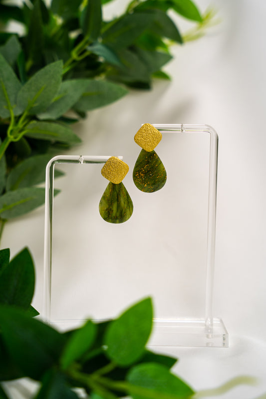 Green forest marble drop dangles