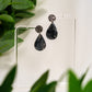 Black and silver marble drop dangles