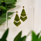 Green forest marble chevron dangles