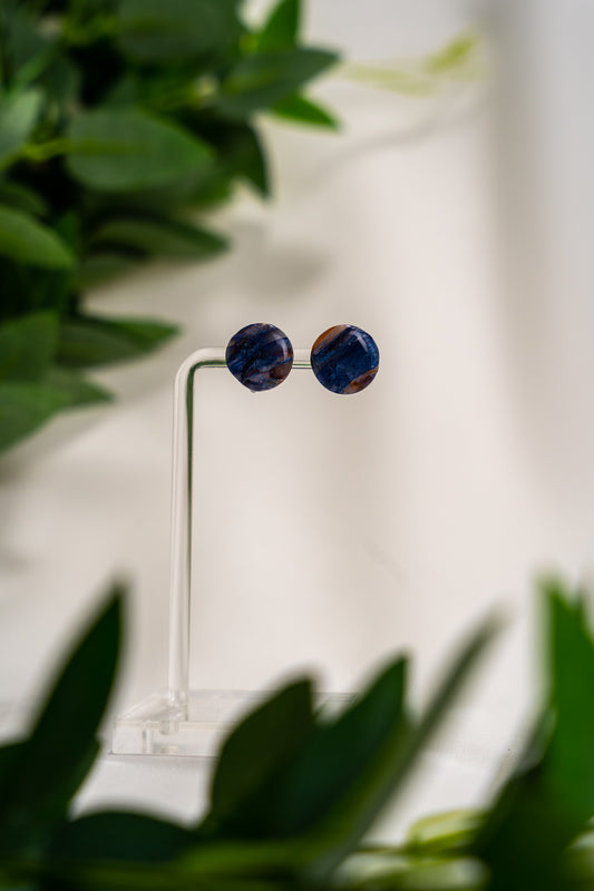 Blue marble studs