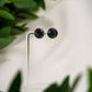 Black and silver round marble studs