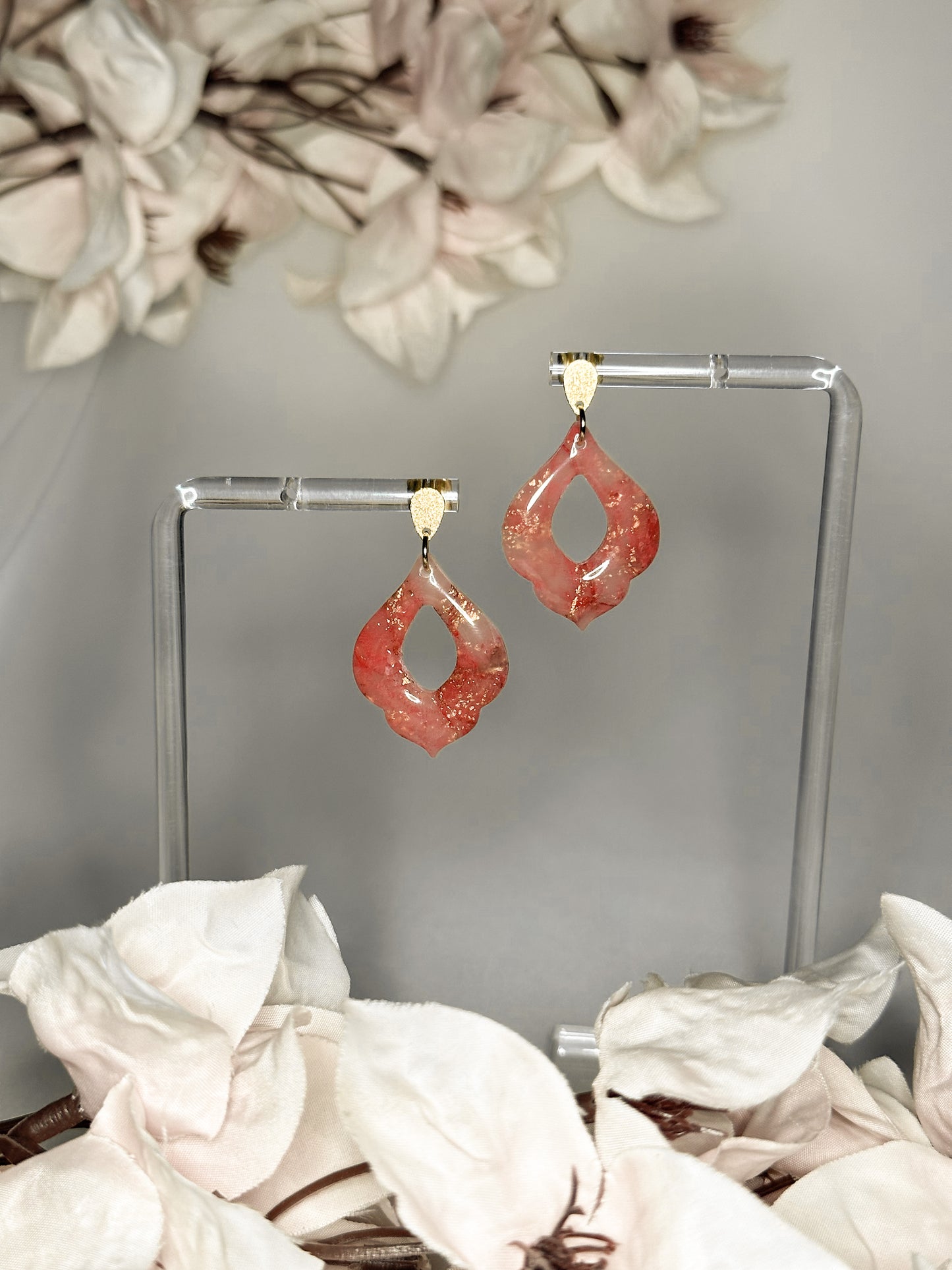Dark pink marble Moroccan style dangles
