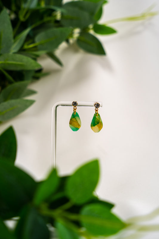 Little green and gold marble dangles